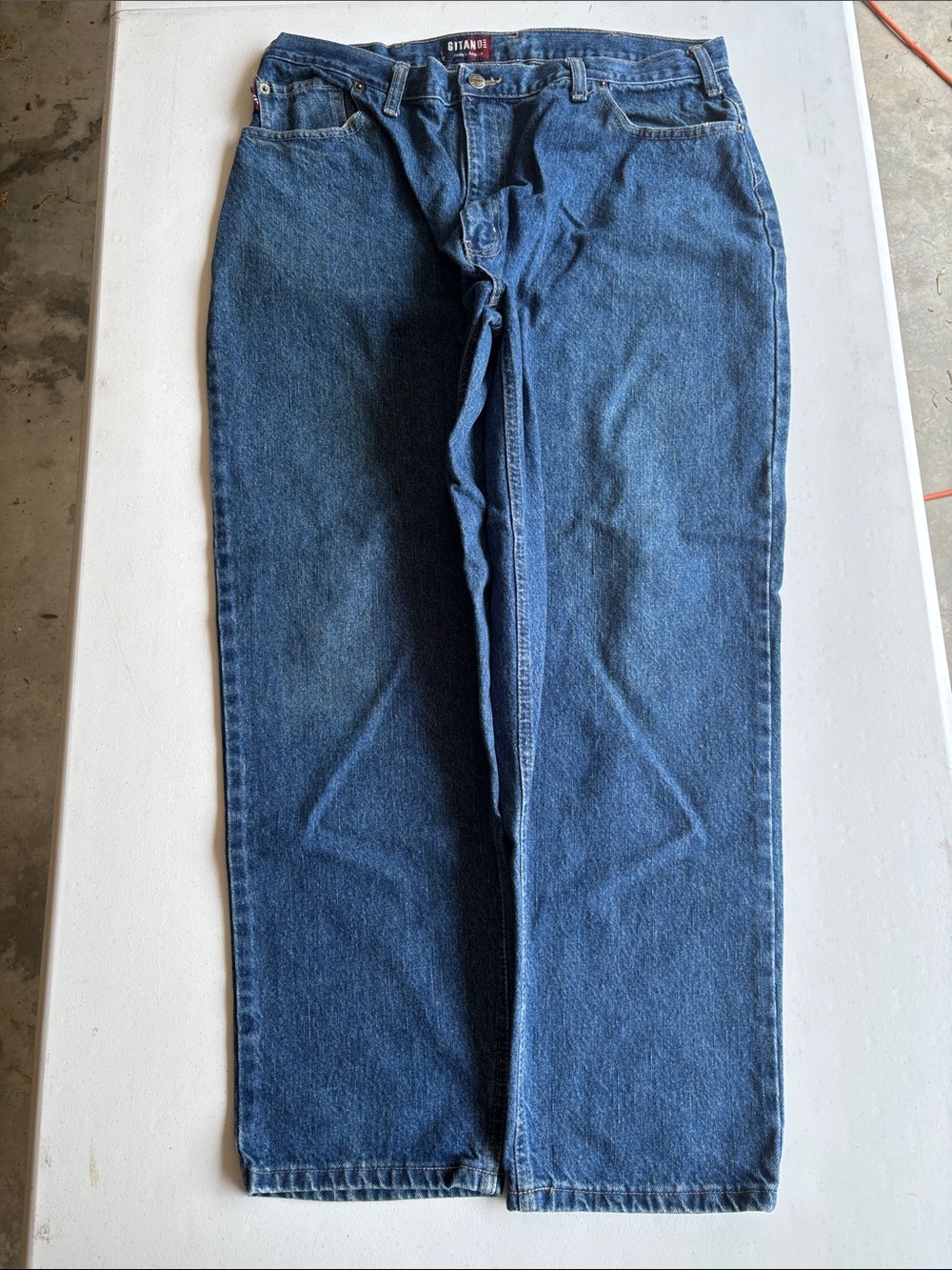 Gitano Men's Straight Leg Denim Jeans - Dark Blue 38/30 Made In USA